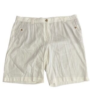 J. Jill Linen Stretch Bermuda  Shorts Womens 18 White Tab Pockets